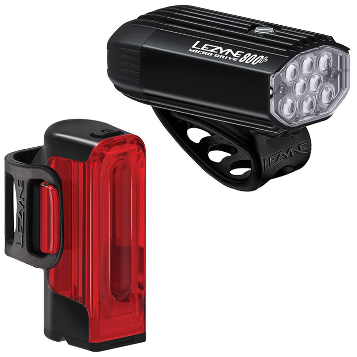 Lezyne Micro Drive 800+ / Strip Drive 300+ Bike Light Set Satin Black/Black