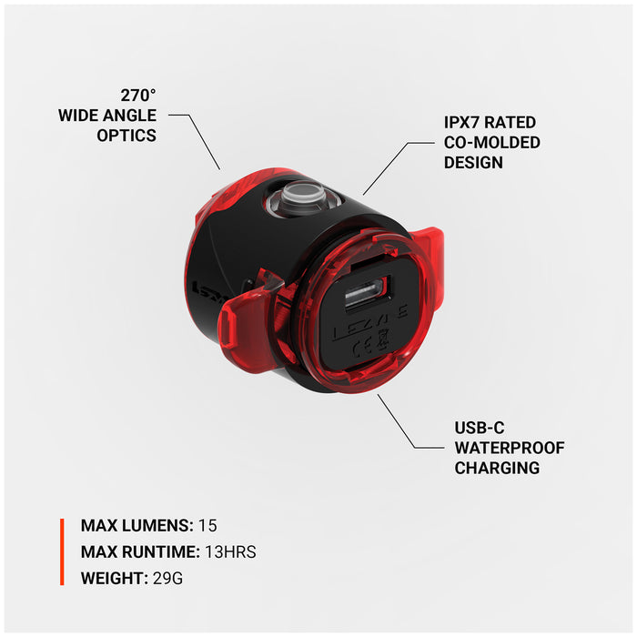 Lezyne Femto USB-C Drive Rear Bike Light Black