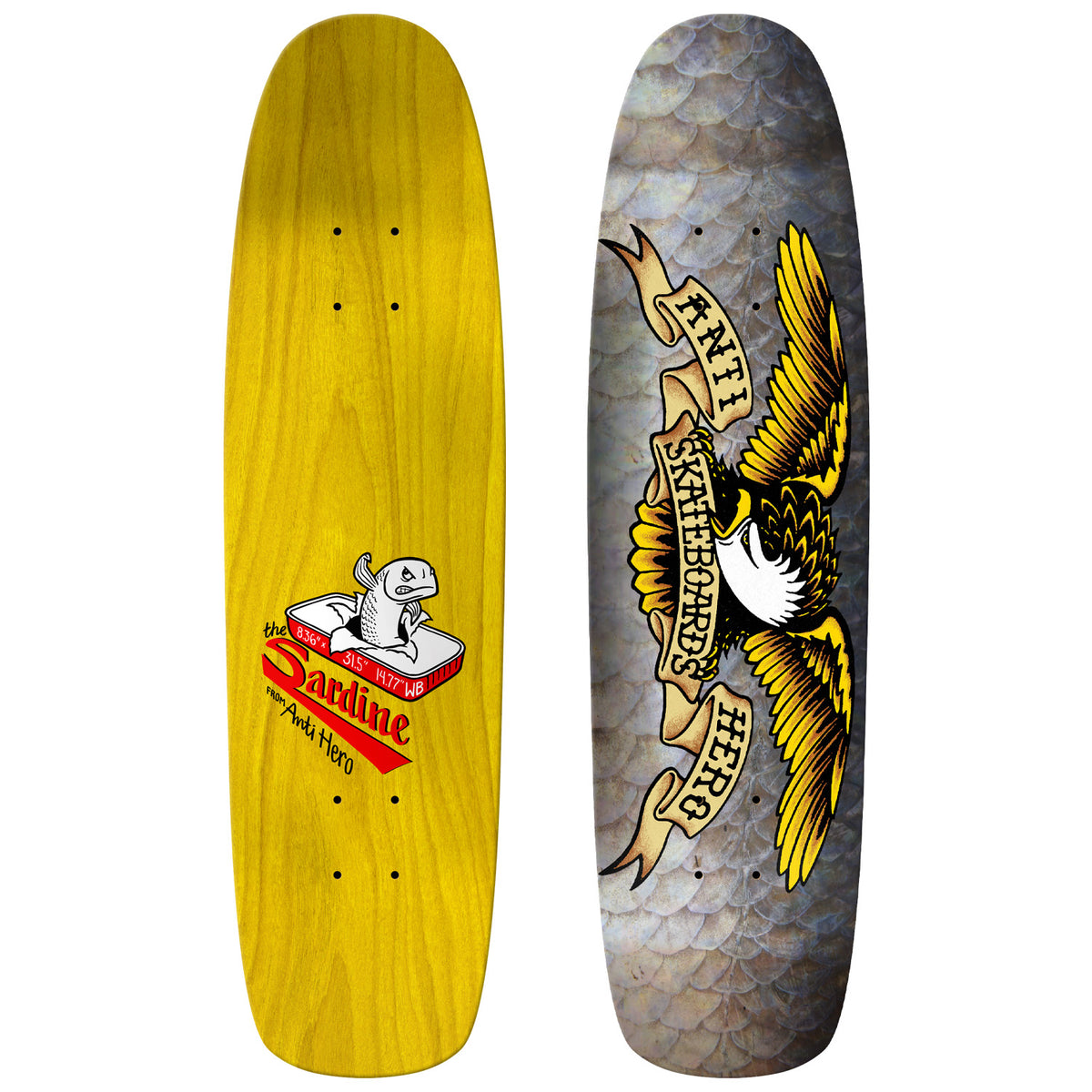 Anti Hero Team Shaped Eagle The Sardine 8.36 Skateboard Deck