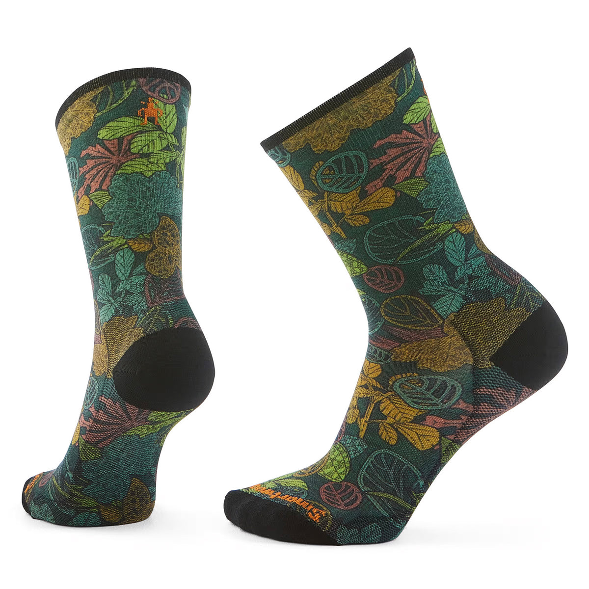 Smartwool Bike Zero Cushion Aloha Forest Print Crew Socks Twilight Blue