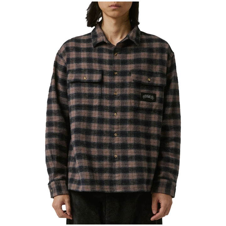 Former Manners Plaid Long-Sleeve Shirt - Men's Taupe