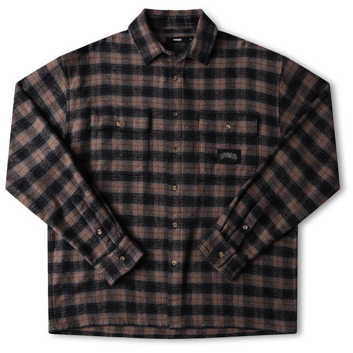 Former Manners Plaid Long-Sleeve Shirt - Men's Taupe