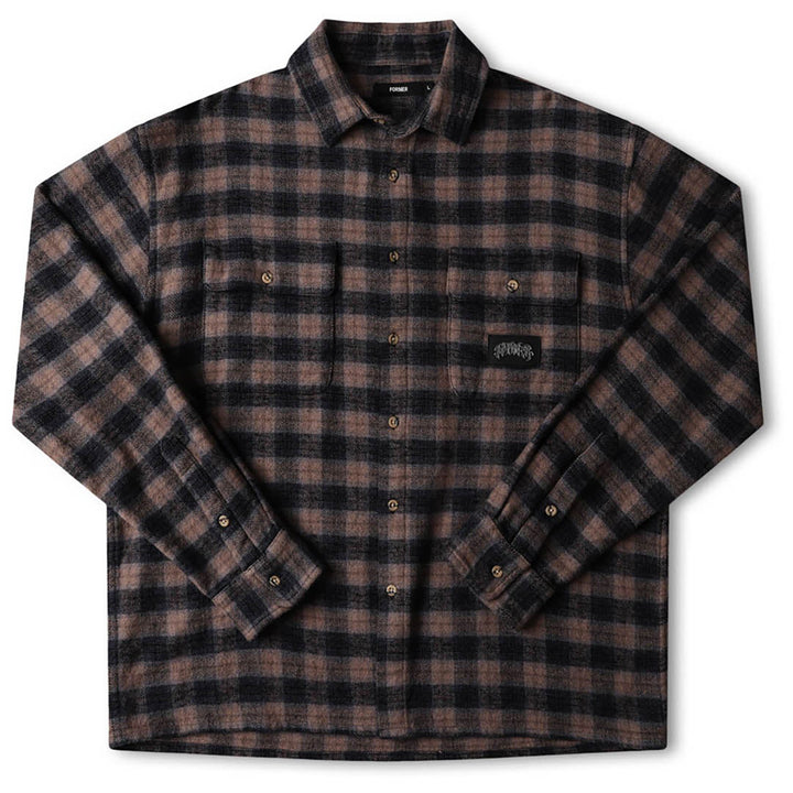 Former Manners Plaid Long-Sleeve Shirt - Men's Taupe