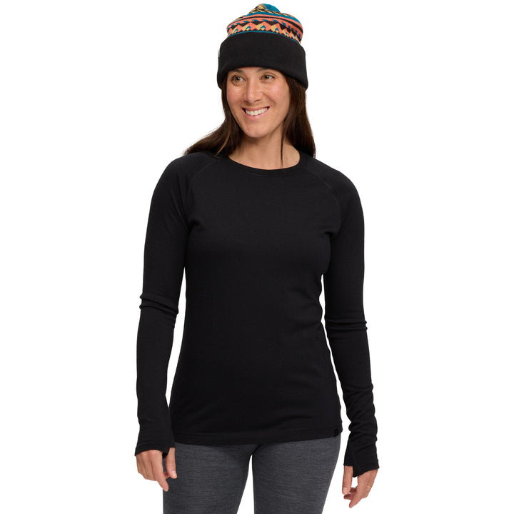 evo Ridgetop Merino Wool Midweight Crew Top - Women's Black