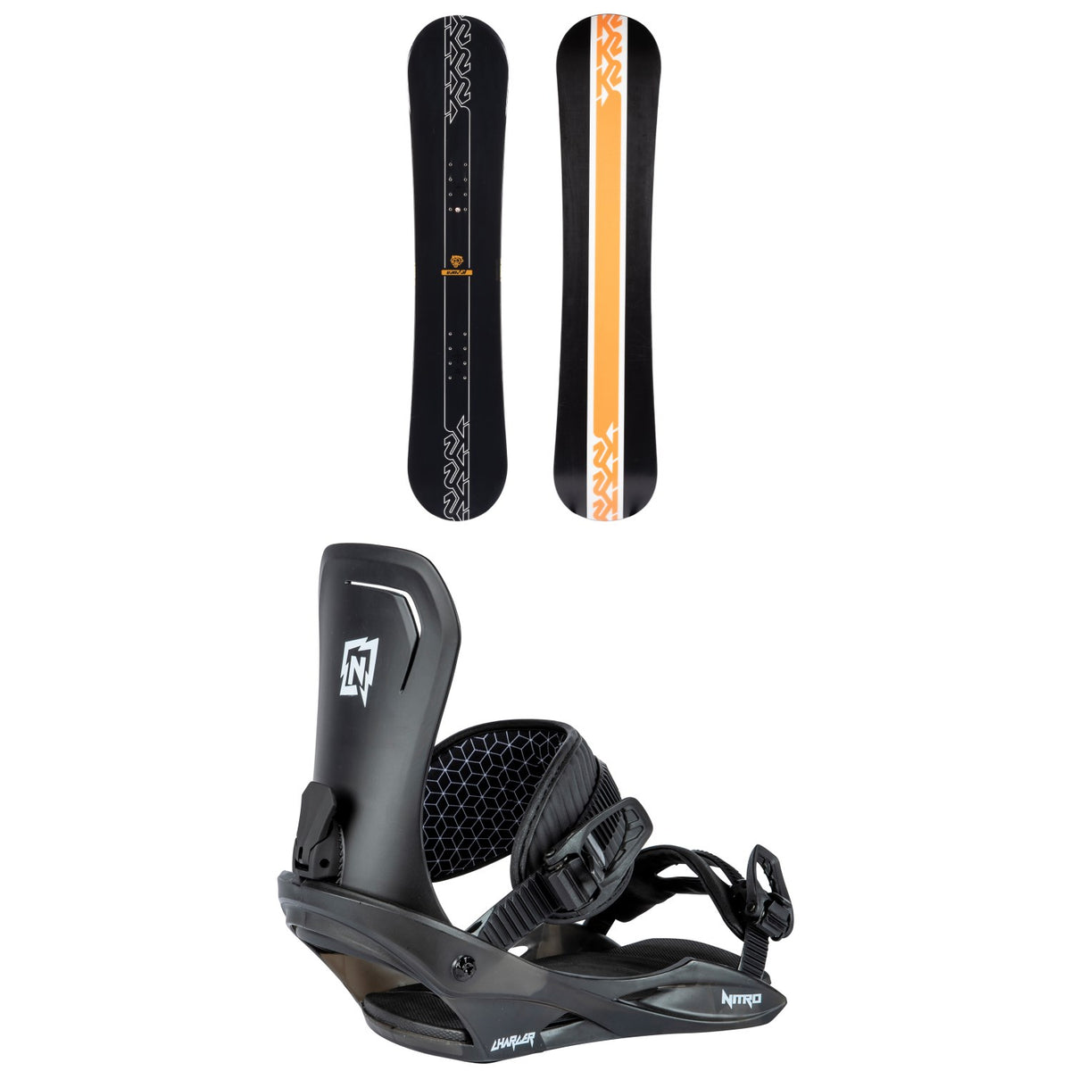K2 Vandal Snowboard - Boys' 2022 + Nitro Charger Snowboard Bindings - Kids' 2025