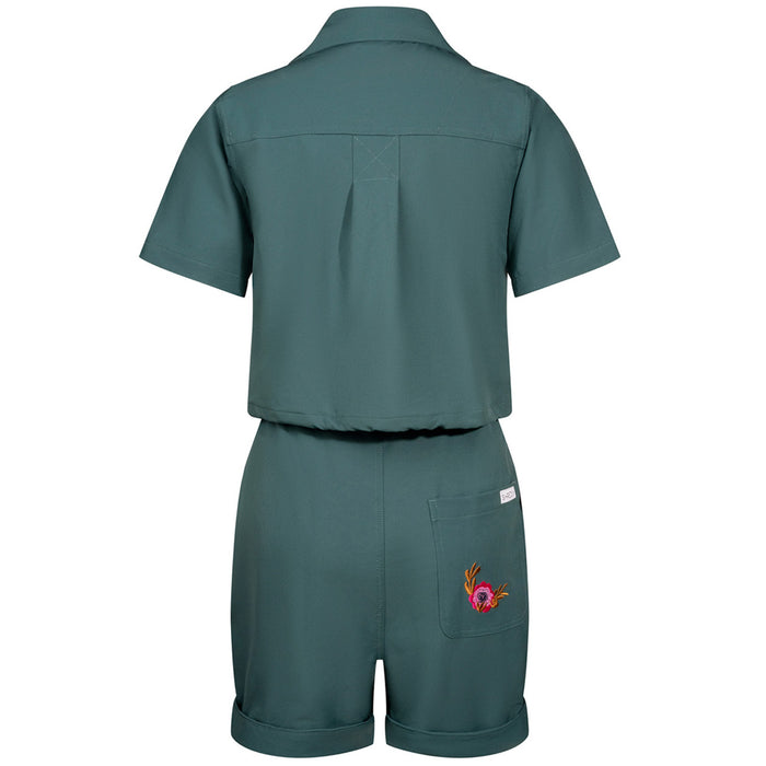 Shredly Droptail Trail Romper - Women's Deep Sea Green