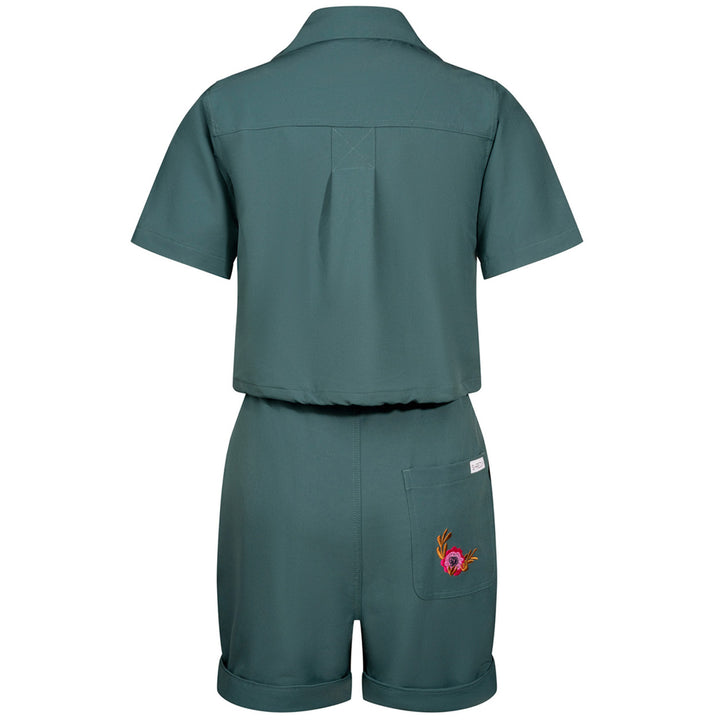 Shredly Droptail Trail Romper - Women's Deep Sea Green