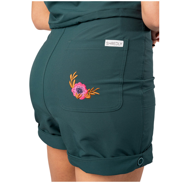 Shredly Droptail Trail Romper - Women's Deep Sea Green