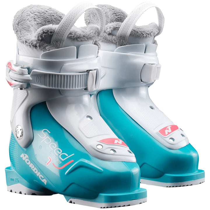 Nordica Speedmachine J1 Ski Boots - Kids' 2026 Light Blue/White/Pink