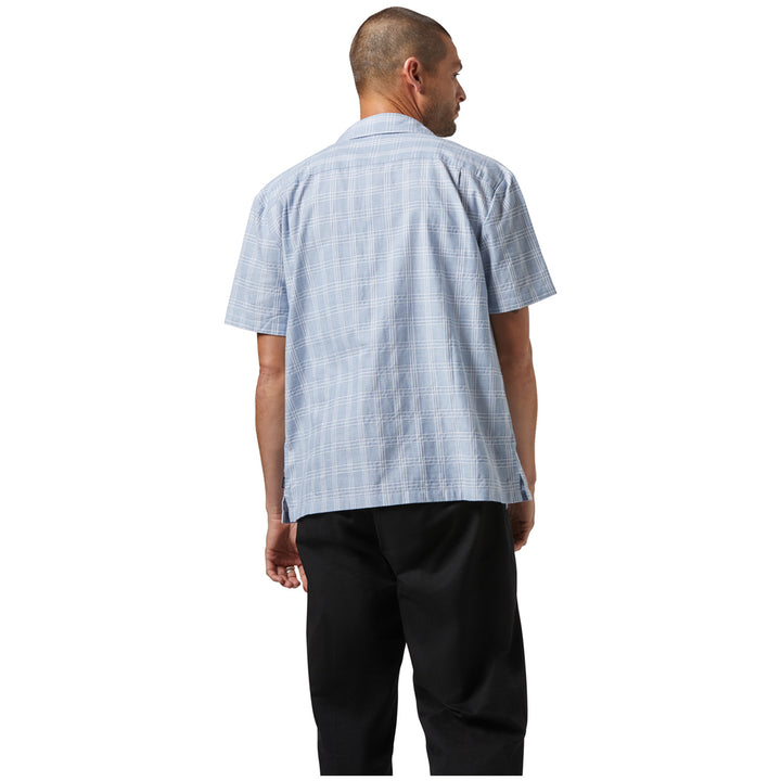 Brixton Cru Oxford Plaid Short-Sleeve Shirt - Men's Light Blue/White Plaid