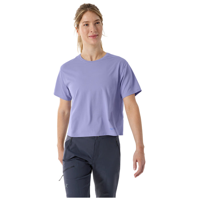 Arc'teryx Taema Crop Logo Short-Sleeve T-Shirt - Women's Moonstone Heatehr/Electic