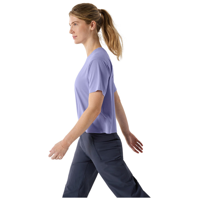 Arc'teryx Taema Crop Logo Short-Sleeve T-Shirt - Women's Moonstone Heatehr/Electic