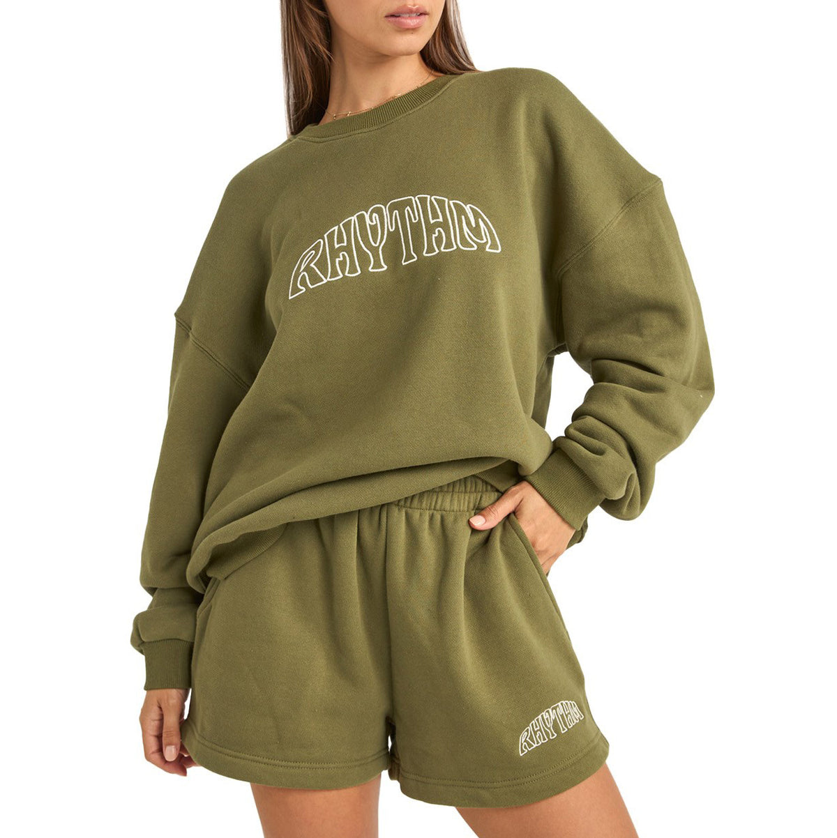 Rhythm College Crew Neck Fleece - Women's Olive