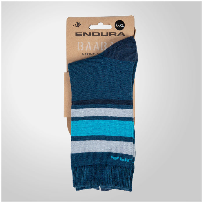 Endura BaaBaa Merino Stripe Bike Socks Blueberry
