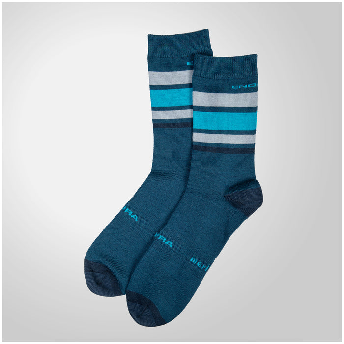Endura BaaBaa Merino Stripe Bike Socks Blueberry