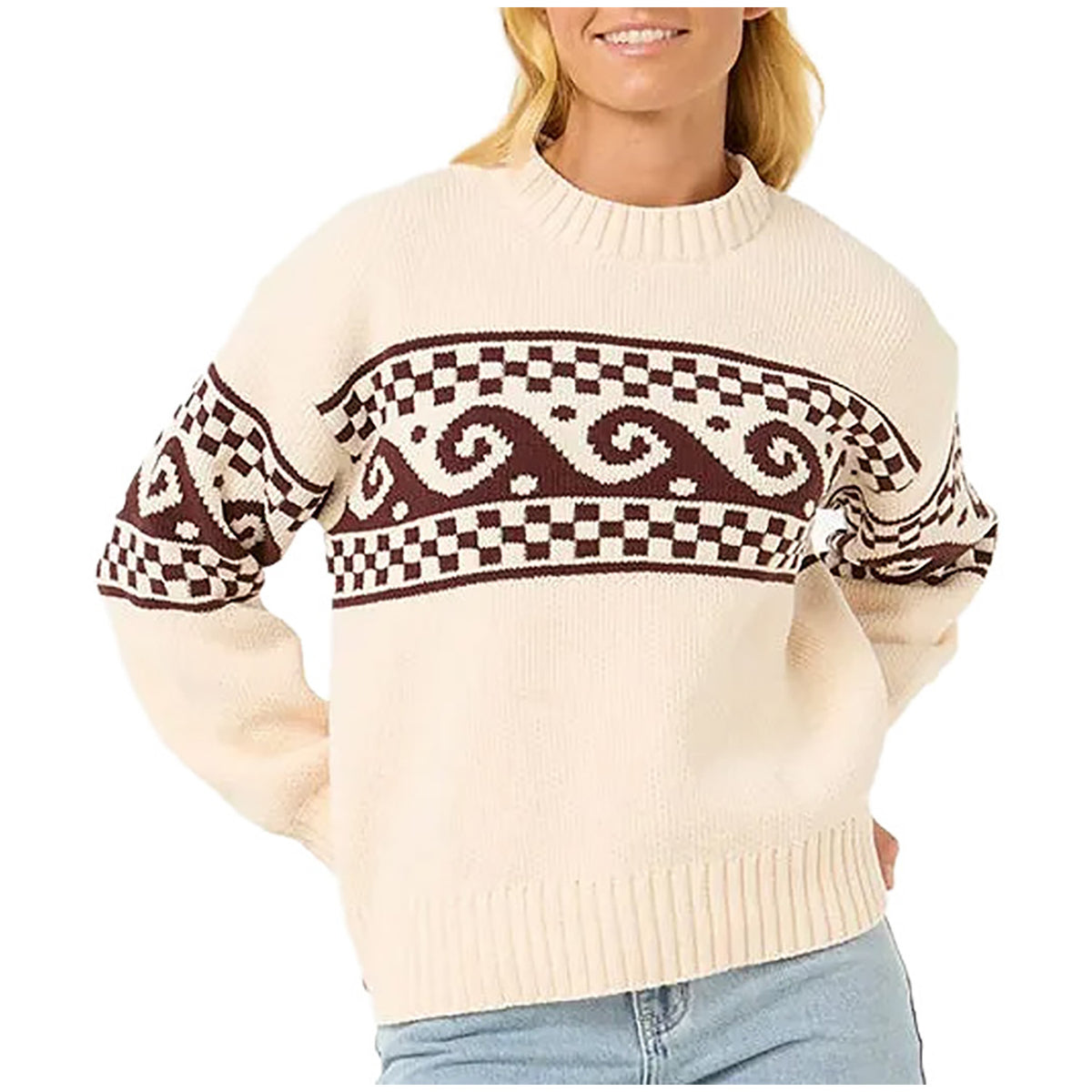 Rip Curl Soleil Knit Crew - Women's Brown/Off White