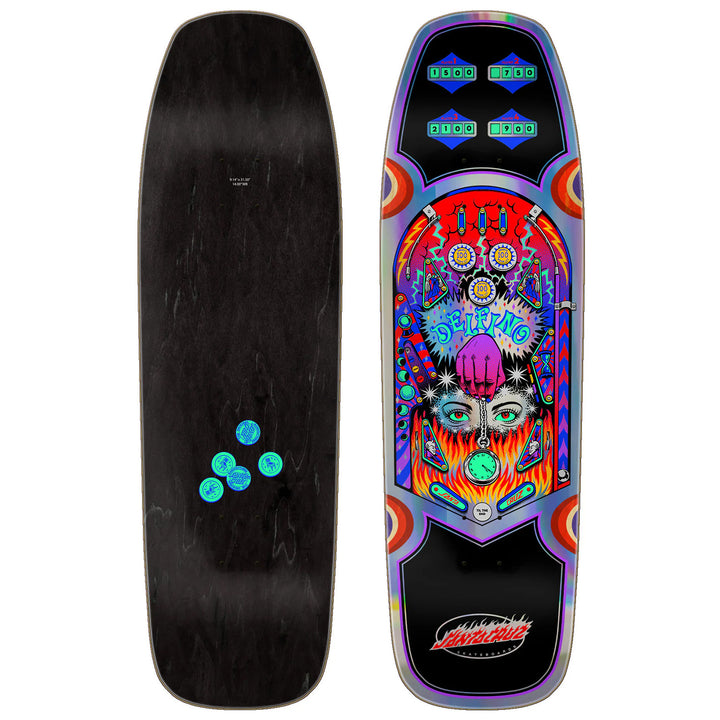Santa Cruz Skateboards Delfino Pinball Pro Shaped 9.14 Skateboard Deck