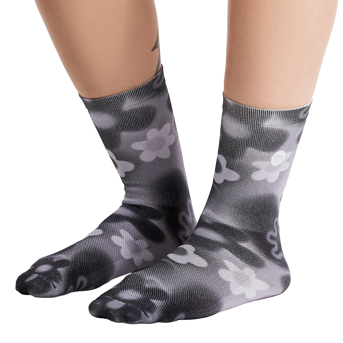 Peppermint Cycling Co. Signature Printed Bike Socks - Women's Blitz Cloudy