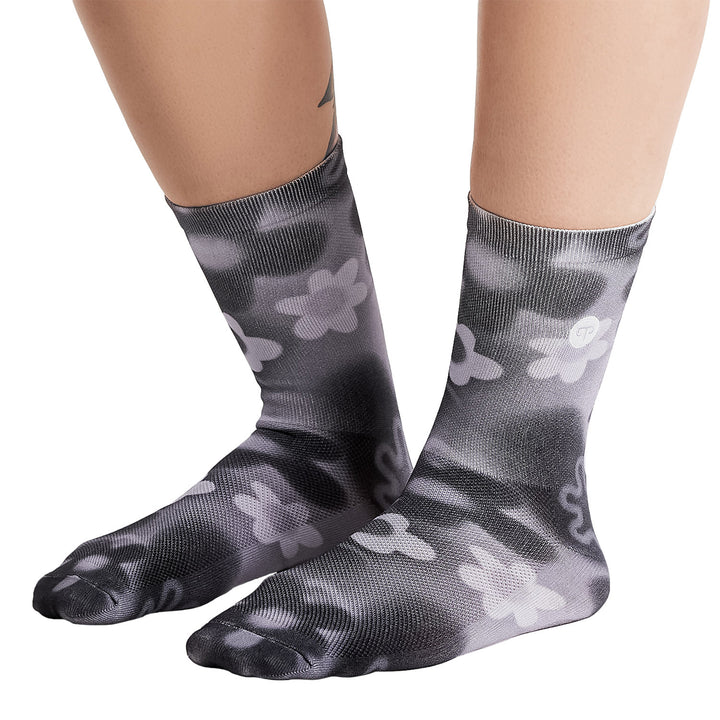 Peppermint Cycling Co. Signature Printed Bike Socks - Women's Blitz Cloudy