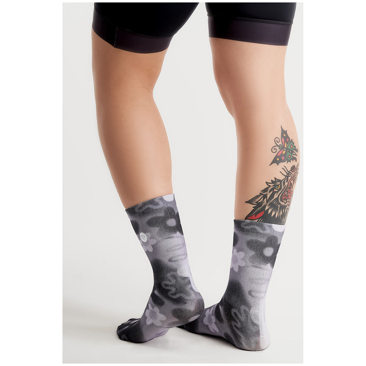 Peppermint Cycling Co. Signature Printed Bike Socks - Women's Blitz Cloudy