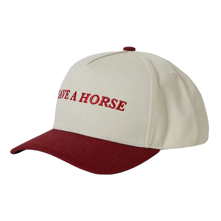 Brixton Save A Horse MP Snapback Hat Crimson/Off White