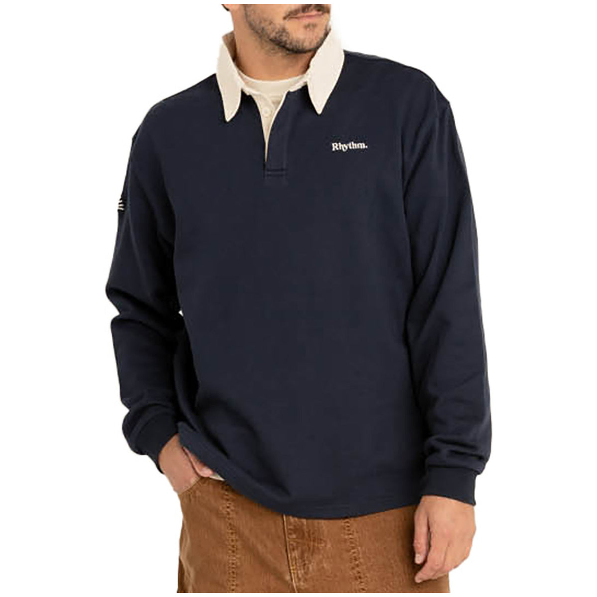 Rhythm Vintage Rugby Long-Sleeve Polo - Men's Indigo