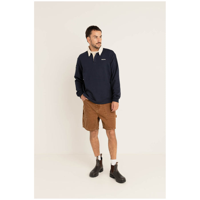 Rhythm Vintage Rugby Long-Sleeve Polo - Men's Indigo