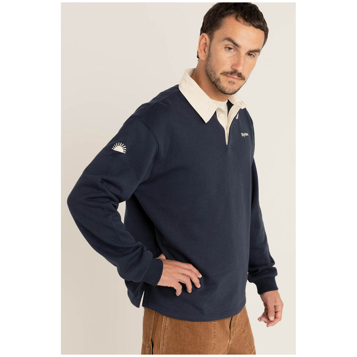 Rhythm Vintage Rugby Long-Sleeve Polo - Men's Indigo
