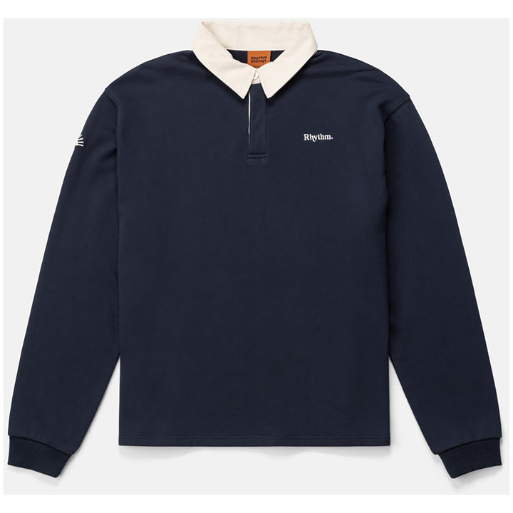Rhythm Vintage Rugby Long-Sleeve Polo - Men's Indigo