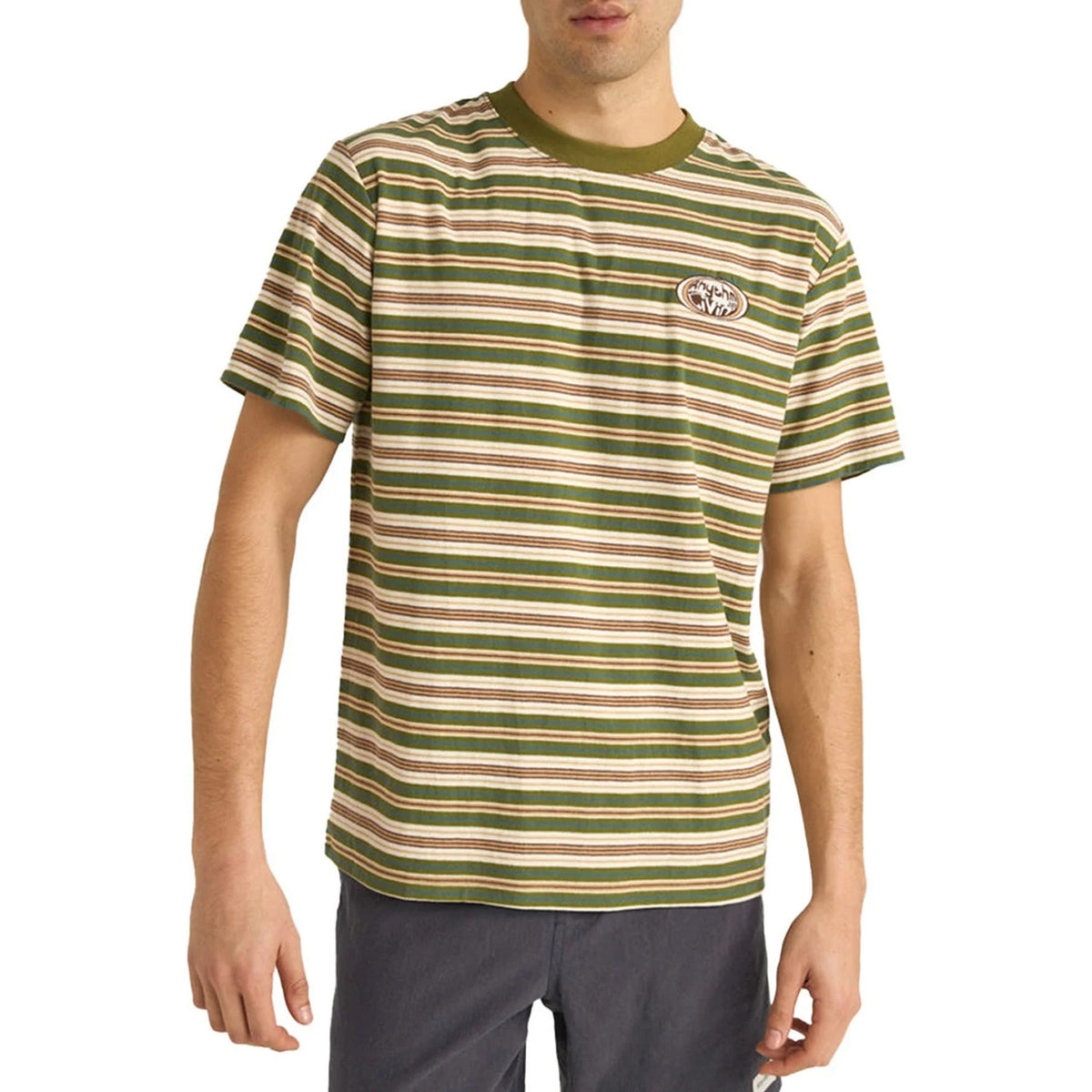 Rhythm Vintage Stripe Short-Sleeve T-Shirt - Men's Military Olive