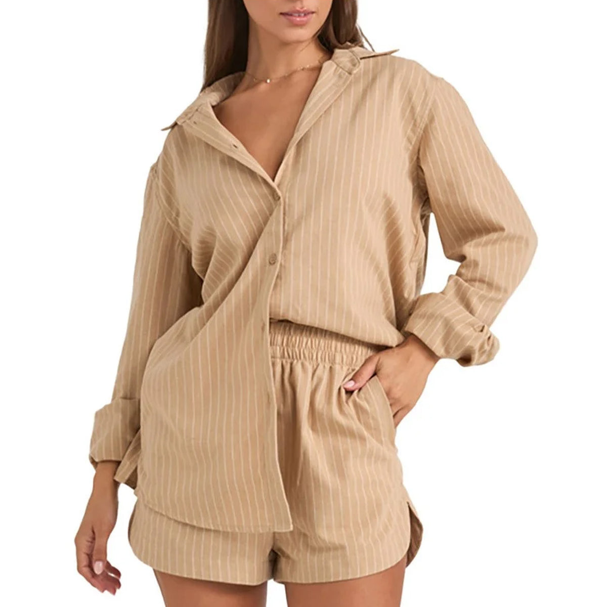 Rhythm Byron Striped Shirt - Women's Natural