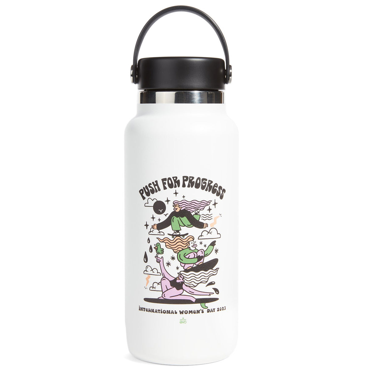 evo International Women's Day Hydro Flask 32oz Water Bottle IWD White
