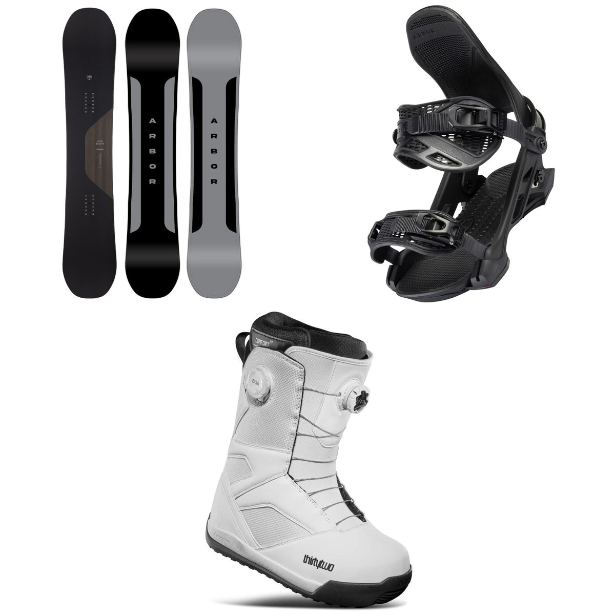 Arbor Formula Snowboard + Hemlock Snowboard Bindings + thirtytwo STW Double Boa Snowboard Boots