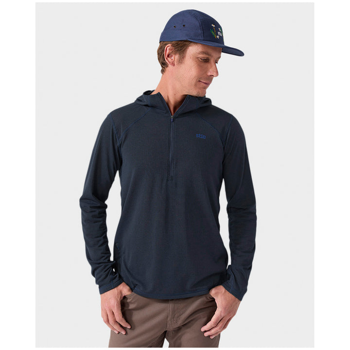 Stio Trax Power Grid Half Zip Hoodie - Men's Mountain Shadow
