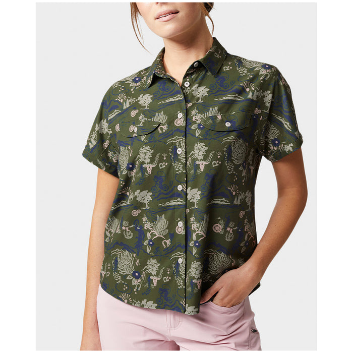 Stio Shifter Short-Sleeve Shirt - Women's Pine Forest Biking Cowboy