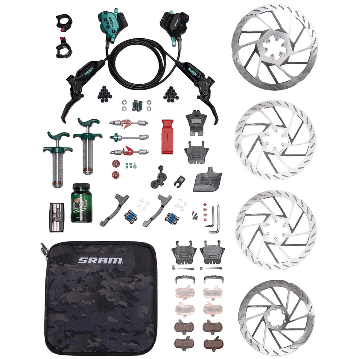 SRAM Maven Ultimate Expert Brake Kit Teal Splatter
