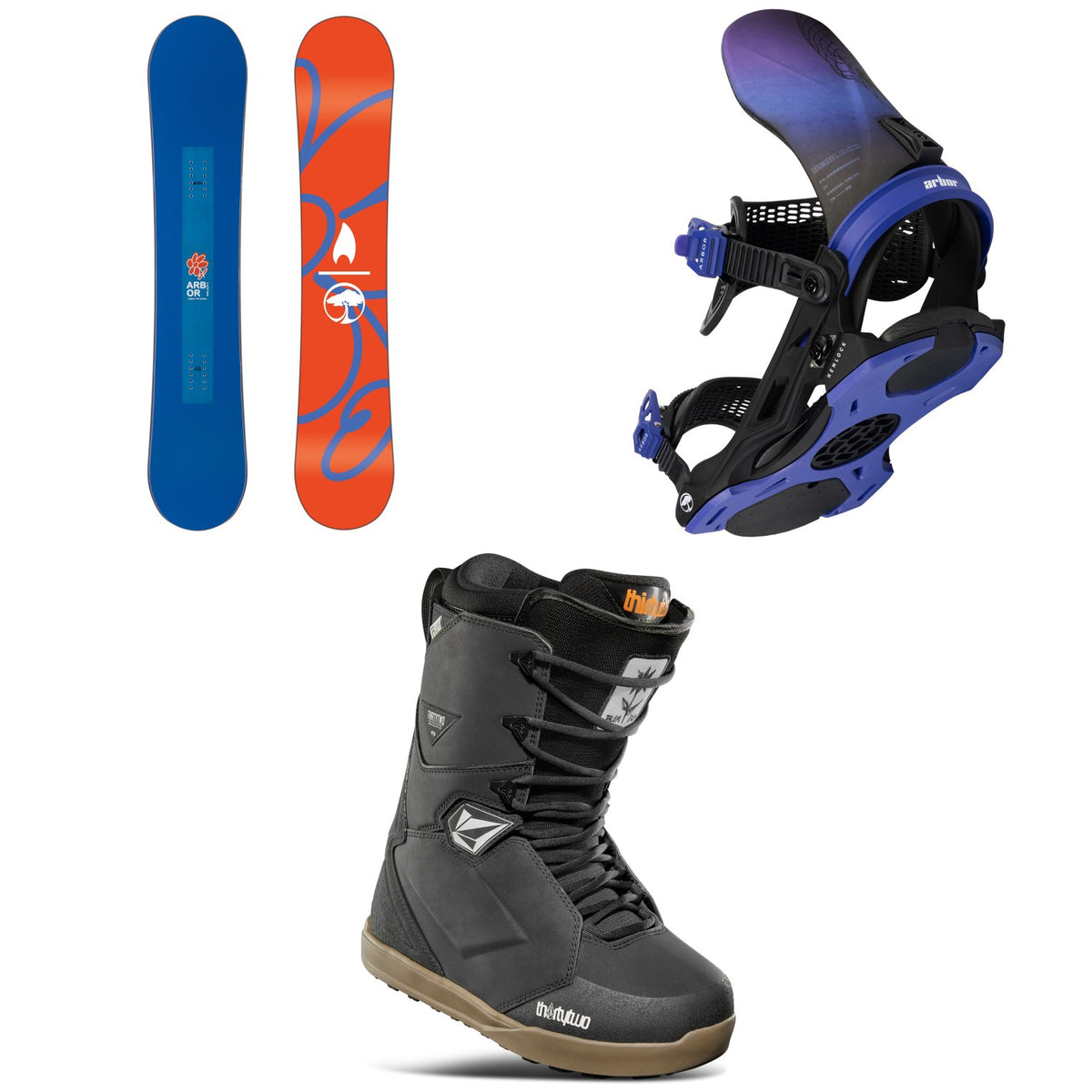 Arbor Relapse Snowboard + Hemlock Snowboard Bindings + thirtytwo Lashed x Volcom Snowboard Boots 2025