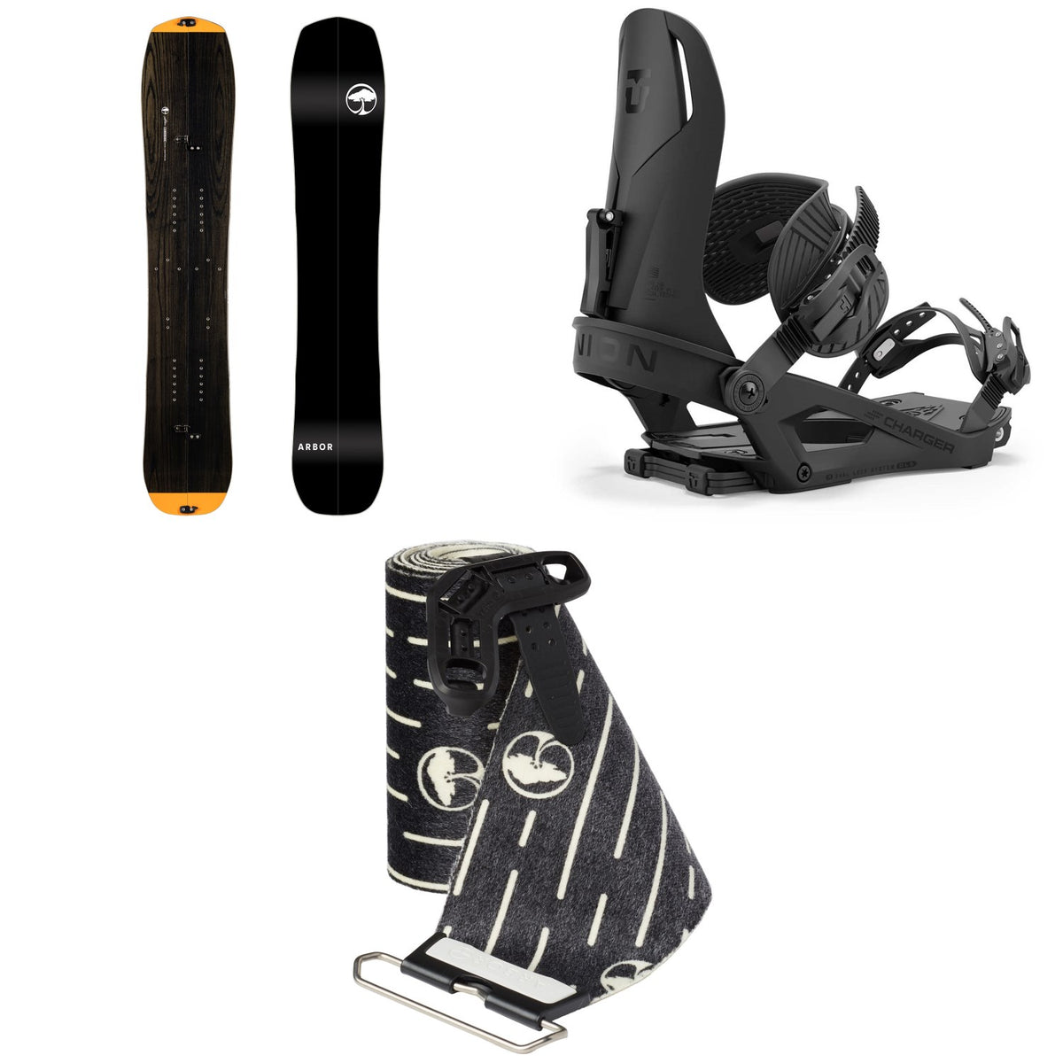 Arbor Landmark Splitboard + Union Charger Splitboard Bindings + Landmark Splitboard Skins 2025