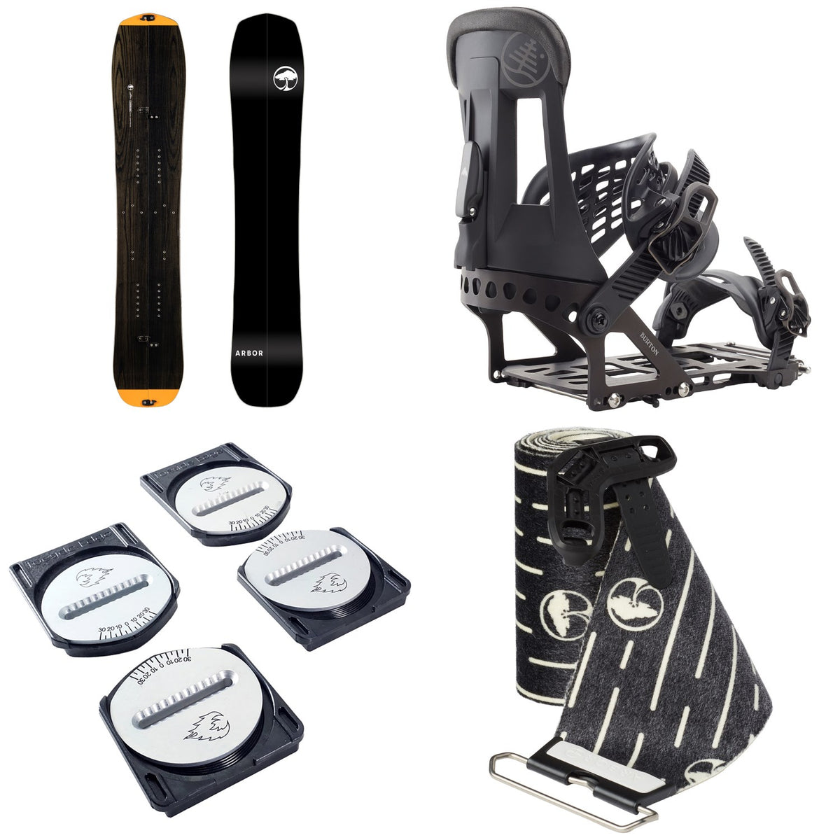 Arbor Landmark Splitboard + Burton Hitchhiker Splitboard Bindings  + Spark R&D Spark Pucks + Landmark Splitboard Skins 2025