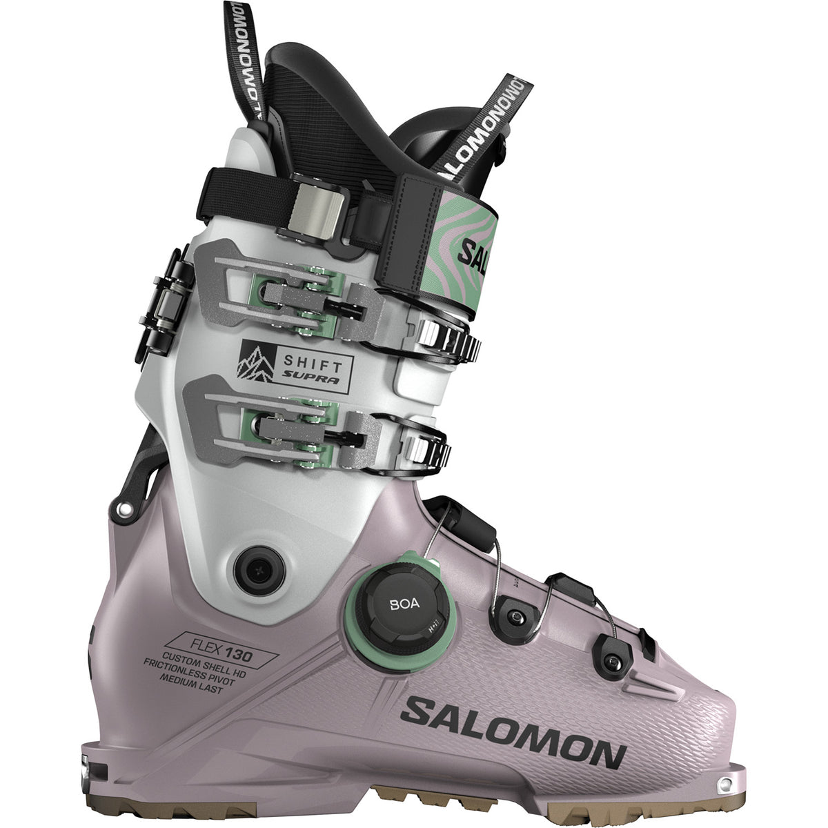 Salomon Shift Supra BOA 130 Alpine Touring Ski Boots 2027 Nirvana / Cool Gray / Shale Green