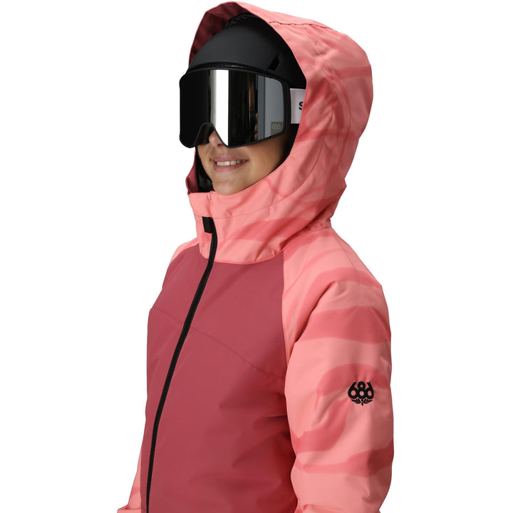686 Shine Insulated One Piece - Girls' Rosewood Colorblock