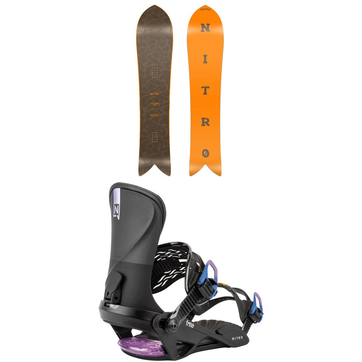 Nitro FinTwin Snowboard + Fate Snowboard Bindings - Women's 2026