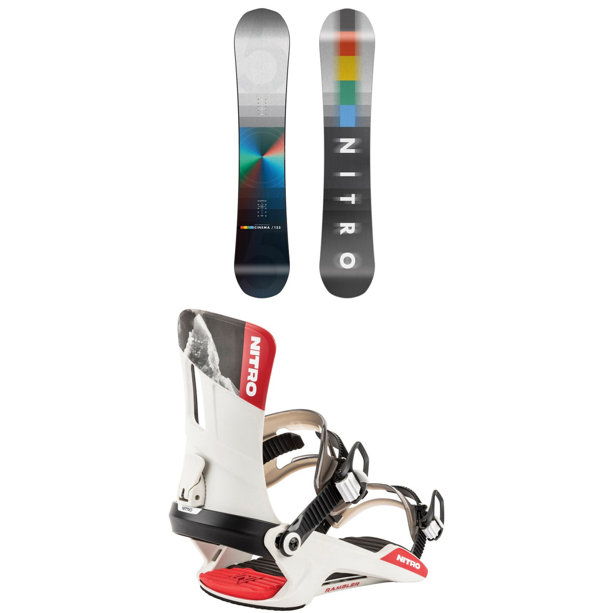 Nitro Cinema Snowboard + Rambler Snowboard Bindings 2026
