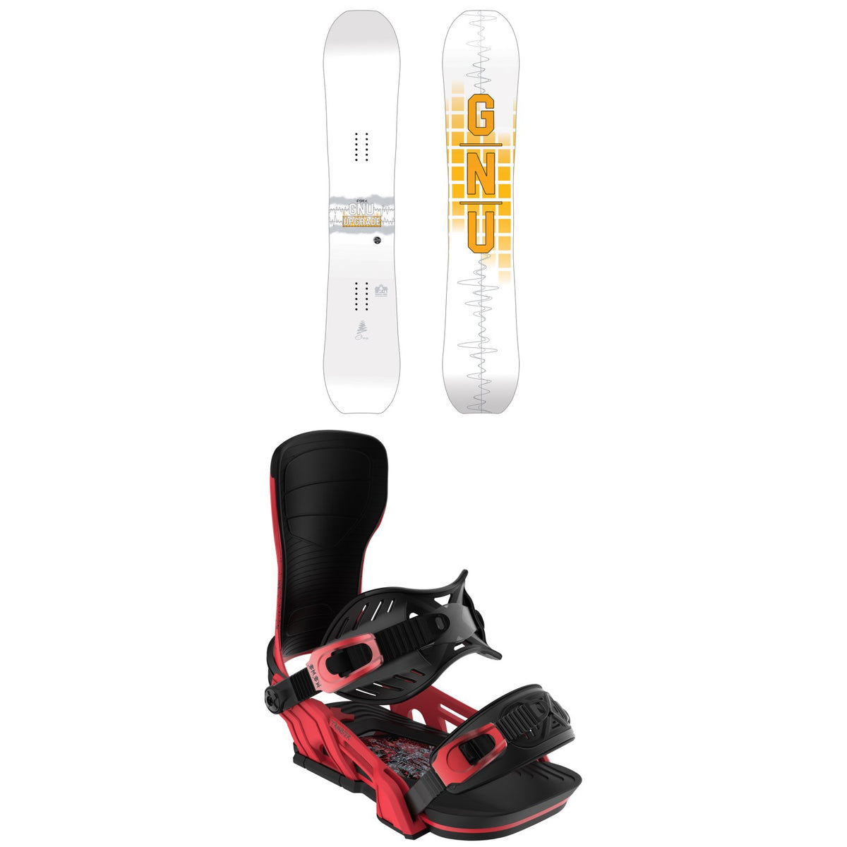GNU Upgrade C2E Snowboard + Bent Metal Transfer Snowboard Bindings 2026