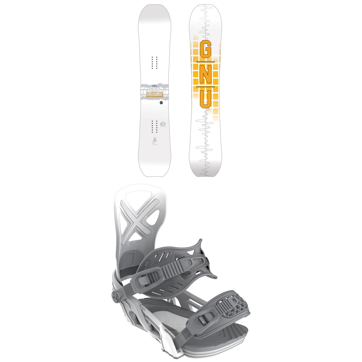 GNU Upgrade C2E Snowboard + Bent Metal Anvil Snowboard Bindings 2026