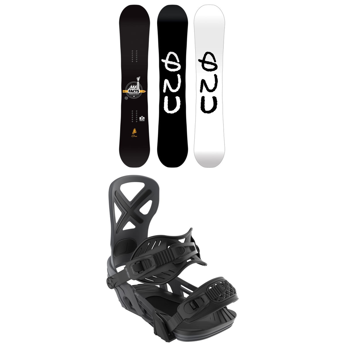 GNU Facts BTX Snowboard + Bent Metal Anvil Snowboard Bindings 2026
