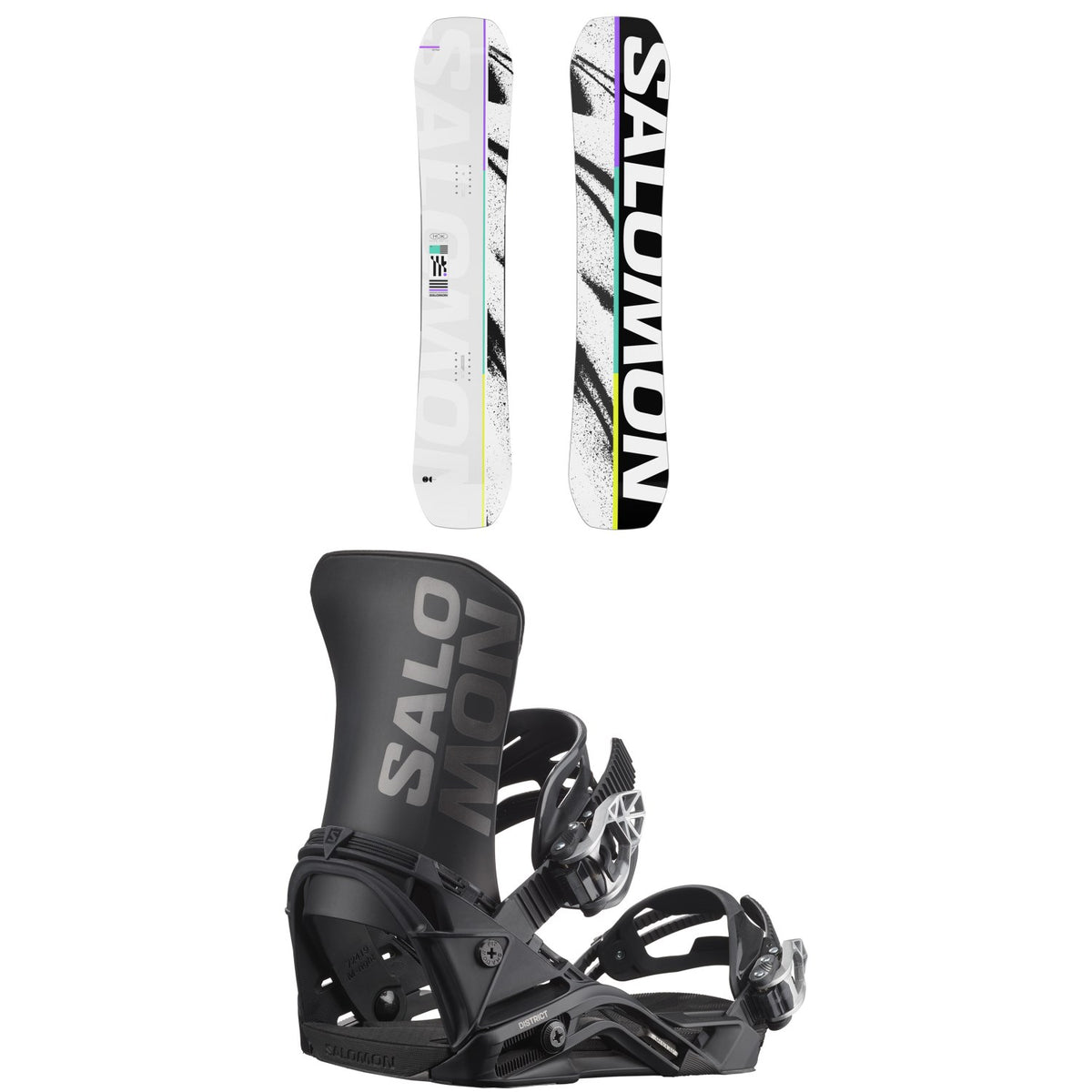 Salomon Huck Knife Snowboard + District Snowboard Bindings 2026