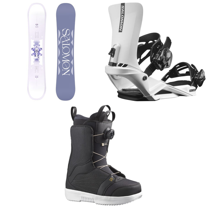 Salomon Lotus Snowboard + Rhythm Snowboard Bindings + Pearl Boa Snowboard Boots - Women's 2026
