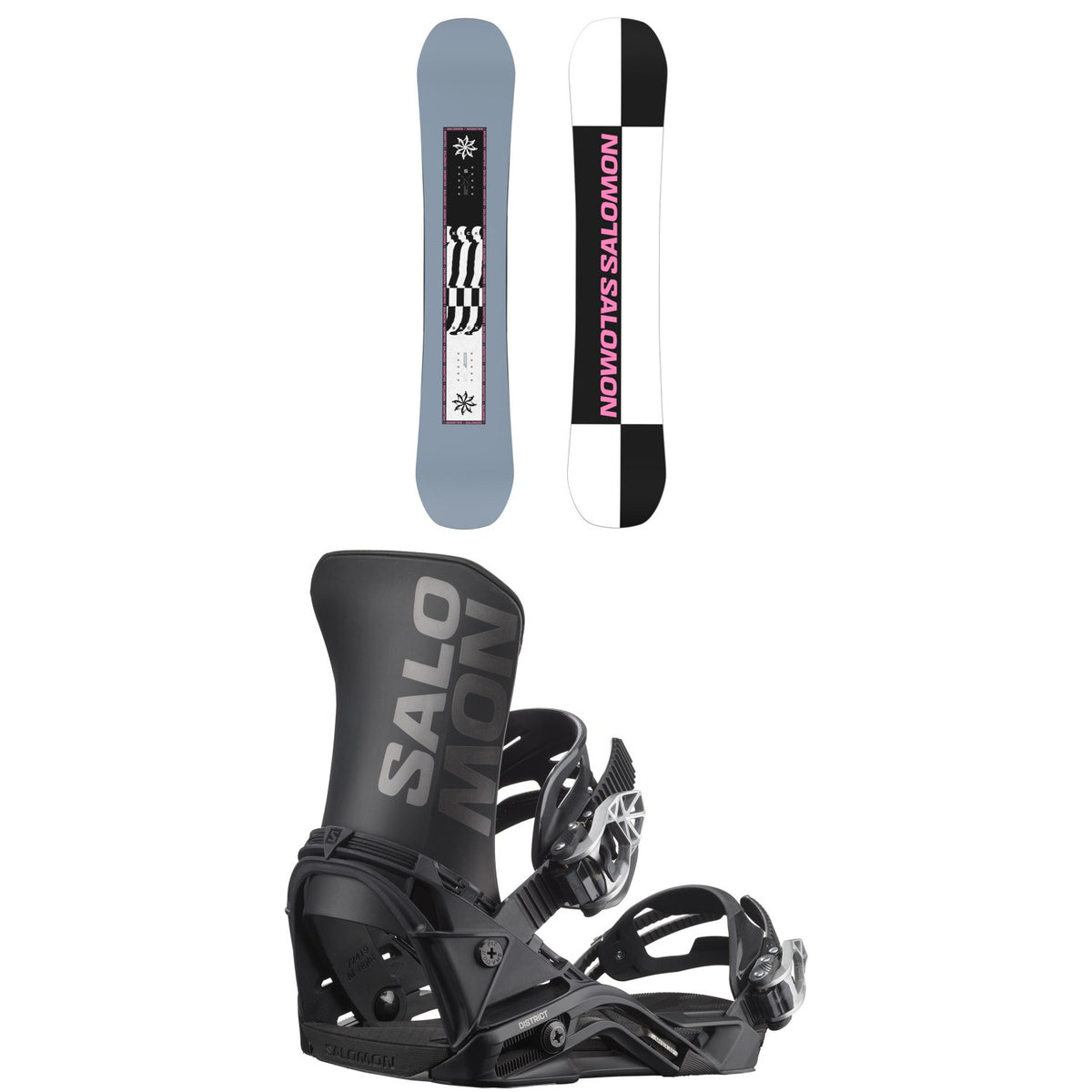Salomon Kickback Snowboard + District Snowboard Bindings 2026