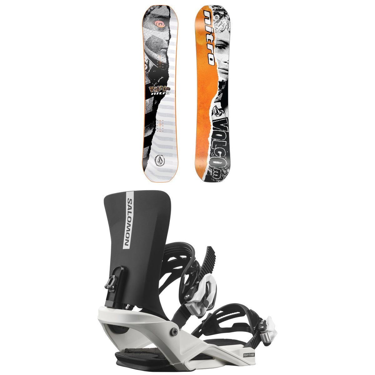 Nitro Ripper x Volcom Snowboard + Salomon Rhythm Jr Snowboard Bindings - Kids' 2026
